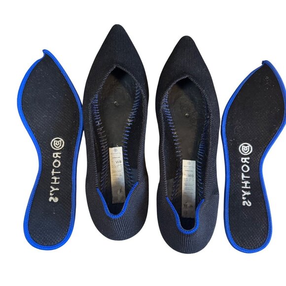 Rothy’s The Point Women's  Size 8 Comfort Flat Shoes Black Slip On Washable - Picture 4 of 6
